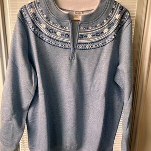 Blair Blue Patterned Half-Zip Top